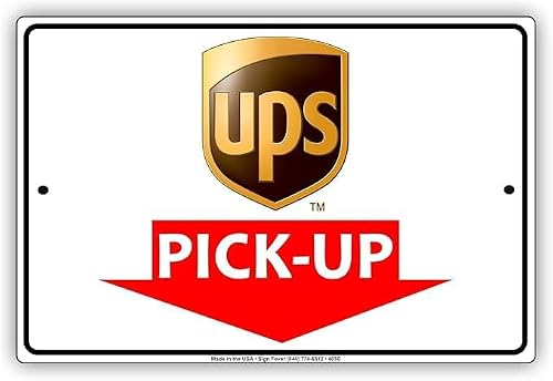(2-Pack) Metal Tin Sign UPS Mail with Graphic Pick-Up Here Postal Service Caution Warning Notice 8"x12" Sign