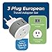 OREI Full European Travel Adapter Set - Dual Input American to Europe, Germany, England, Spain, Italy, Iceland, France, (Type G, E/F, Type C) - 3 Pack, Safe Grounded Use for Cell Phones, Laptops