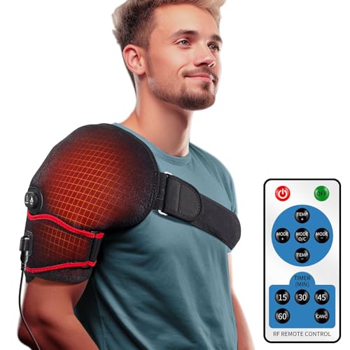 sticro Shoulder Heating Pad Massager for Pain Relief, Vibration Massage Heated Wrap Braces for Left Right Frozen Shoulder, Rotator Cuff Injury, Arthritis for Men Woman - S/M/L, Black