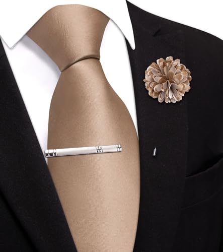 Image of Hi-Tie Pretied Boys Ties Solid Color Kids Adjustable Necktie Lapel Pin Clip Set Age 8-12 Wedding School Graduation
