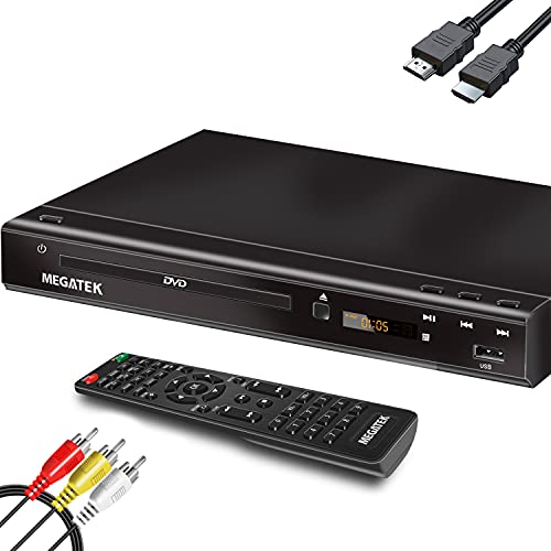 Megatek Region-Free DVD Player for TV with HDMI Connection (1080p Full-HD Upscaling), Home CD Player, USB Port, AV/Coaxial Outputs, Solid Metal Case
