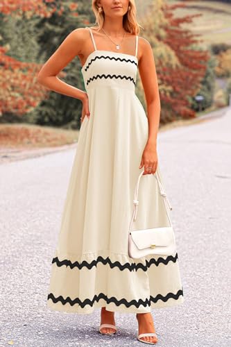 Image of PRETTYGARDEN Women's 2026 Summer Flowy Maxi Dress Casual Sleeveless Spaghetti Strap Ruffle Beach Long Dresses