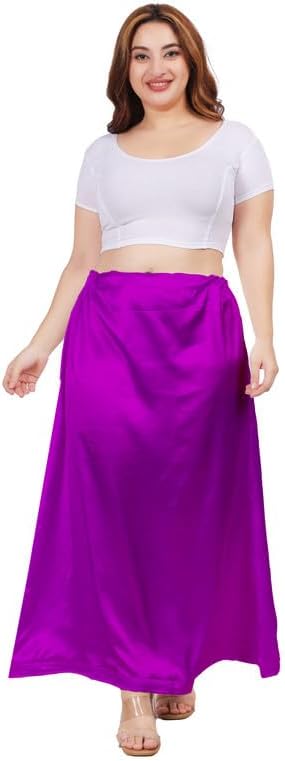 Women's Clothing Solid Satin Silk Petticoat Solid Soft & Smooth Satin Underskirt Sari - Image 2