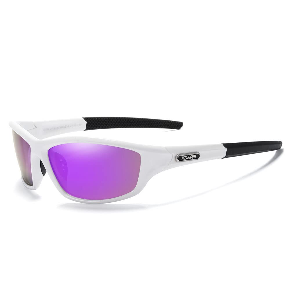 Hearda Polarised Sports Sunglasses for Men Women, Windproof Cycling Glasses Anti Glare Sun Glasses for Outdoor Driving Travel Hiking (Purple,One size)