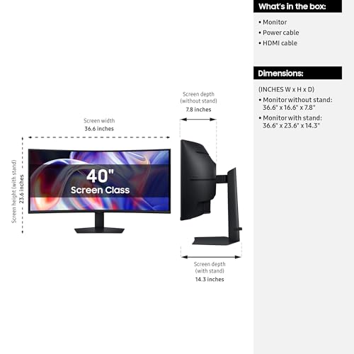 Image of Samsung 40 inch ViewFinity S8 S85TH Curved Monitor + $300 Amazon Gift Card, 5K2K WUHD Resolution, 144Hz, Built-in Speakers, Thunderbolt 5, AMD FreeSync Premium, Height /Tilt /Swivel Stand, LS40H850TANXZA