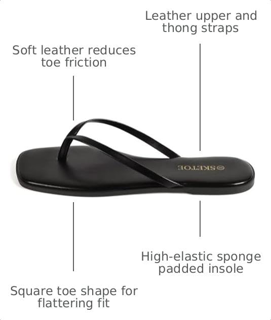 Image of Flip Flops Sandals for Women Square Toe Lightweight Thong Slides