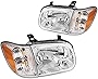 Headlights Assembly, MARSFLUX Headlight Assembly Chrome + Amber Compatible With 2005 2006 Tundra 2005 2006 2007 Sequoia