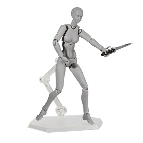 ALEXTREME Art Mannequin Set,Action Figure,2 Pcs/Set Light Body PVC Movebale Action Figure Model for SHF Version 2.0 Gifts (01, Grey)