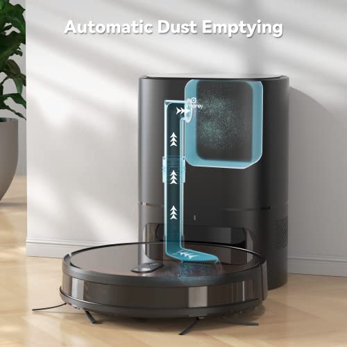 Amarey Robot Aspirateur Laveur avec Station de Vidage Automatique, Navigation Intelligente, Contrôle Via APP et Alexa, Idéal pour Poils d'animaux Sol Tapis - Image 3