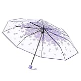 WerFamily Cherry Blossom Transparent Folding Travel Umbrella