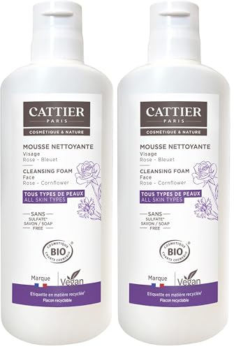 Cattier - Mousse Nettoyante Visage - Nuage Céleste - pour Tous Types de Peaux - 150 ml (Lot de 2)