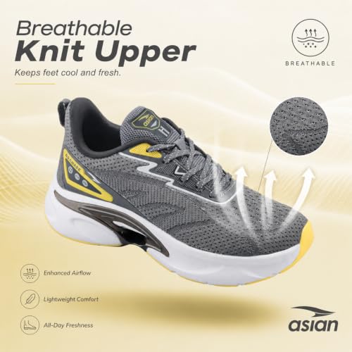 Image of ASIAN Powerplay-44 Running Shoes for Men | Lightweight Breathable Mesh Sports Sneakers with Cushioned Midsole, Strong Grip Sole | Gym, Walking & Training Shoes