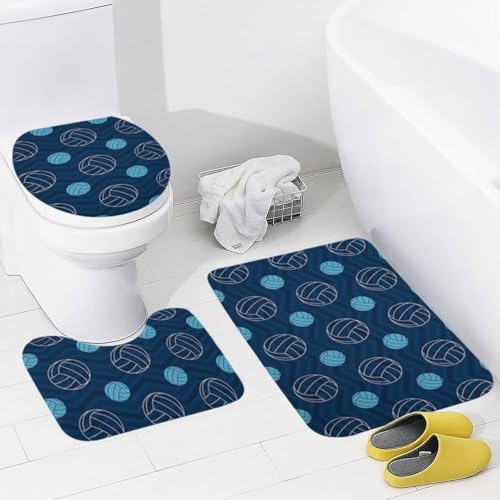 Juego de tres alfombrillas de piso de terciopelo coral con estampado floral azul para voleibol miniatura 2
