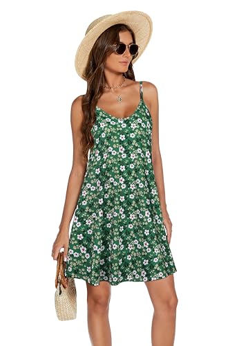 Image of elescat Womens Summer Dresses Spaghetti Strap V Neck Casual Sleeveless Sundress Beach Cover Ups with Pockets 2026