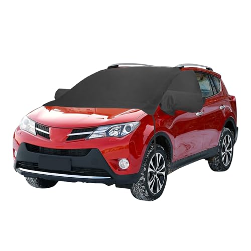 Image of All Weather Windshield Cover for Ice and Snow with Side Window and Rearview Mirror Covers,Compatible with Toyota 600D Oxford Fabric Waterproof Frost Guard Protection Cover for RAV4 2013-2018