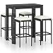 vidaXL Set Muebles Bar Jardín 5 Piezas y Cojines Silla Mesa Asiento Patio Terraza Balcón Barra Bistró Mobiliario Ratán Sintético Negro