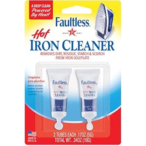 FAULTLESS Hot Iron Cleaner, Non-Toxic Steam Iron Cleaner, Removes Melted Fabrics, Glue, Hard Water, Lime Deposits & Starch - 2 X 0.17 oz Tubes Blister Packs Cover