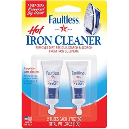 FAULTLESS Hot Iron Cleaner, Non-Toxic Steam Iron Cleaner, Removes Melted Fabrics, Glue, Hard Water, Lime Deposits & Starch - 2 X 0.17 oz Tubes Blister Packs