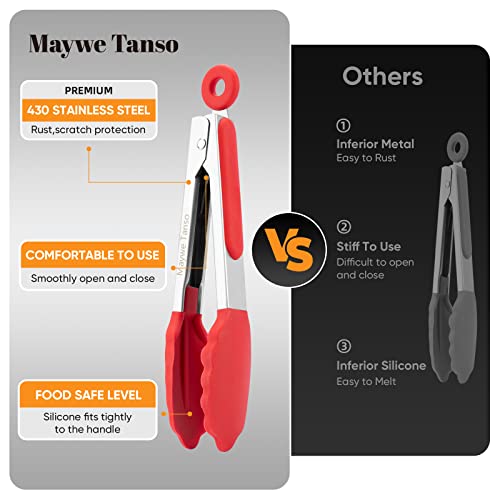 Small Silicone Tongs for Cooking,3 PCS 7-Inch Mini Serving Tongs-600°F Heat Resistant Non Stick Stainless Steel Tong with Silicone Tips Food Tong Cooking Tongs for Salad,Barbecue,Buffet Serving - Image 6