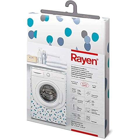 Rayen | Medium Washer Machine case | Front-Loading | Washer & Dryer | with Zipper | 84 x 60 x 60 cm | White-Blue Cover