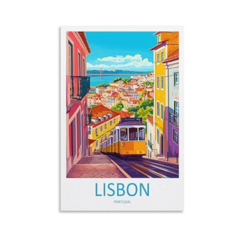 Portugal Art Lisbon Travel Poster Canvas Wall Art 08x12in