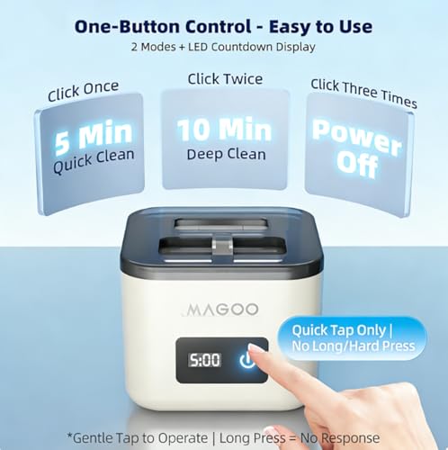 Image of Ultrasonic Retainer Cleaner Machine, Denture Cleaner for Aligners Night Guards Braces Mouth Guards Toothbrush Heads,All-in-One Dental & Jewelry Cleaner, 45kHz 200ML, Dual Modes