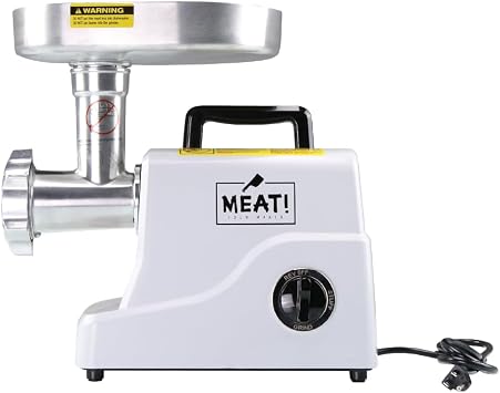 MEAT! 500 Watt Pro-Grade Meat Grinder #12 with Electric Motor, Coarse and Fine Grinding Plates, Stuffing Tubes, For Meat Grinding, Sausage Stuffing, and Meat Processing