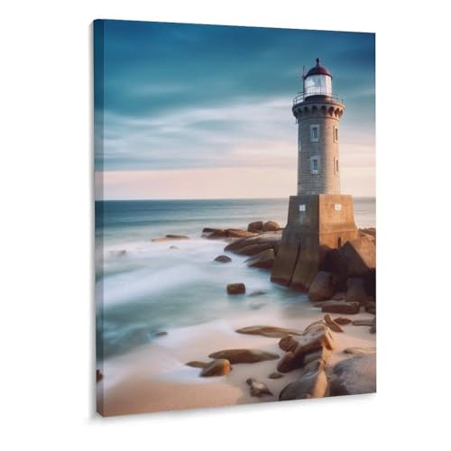 Toile murale phare de plage 30x40 cm pour salon déco marine