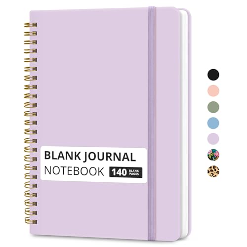 Image of Taja Blank Spiral Journal Notebook for Women & Men, 140 Pages, Sketch Book, Plain Notebook for Drawing & Sketching, Journals for Creative Writing, A5(5.7 inch x 7.9 inch) - Purple
