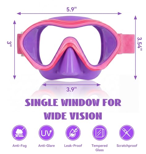 Aegend Kids Swim Goggles Snorkel Diving Goggles with Nose Cover for Kids 3-15, Knitted Fabric Strap, Anti-Fog No Leak — view 6