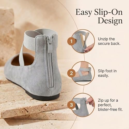 Image of EMMA NEW YORK Ankle Strap Flats for Women, Women Flat Ballerina Shoes, Women's Ballet Flats with Strap
