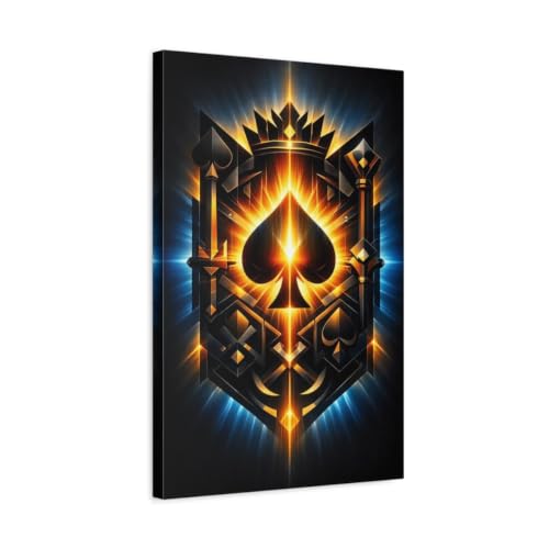 Art mural Abstract Spade Crown Black And Gold impression verticale