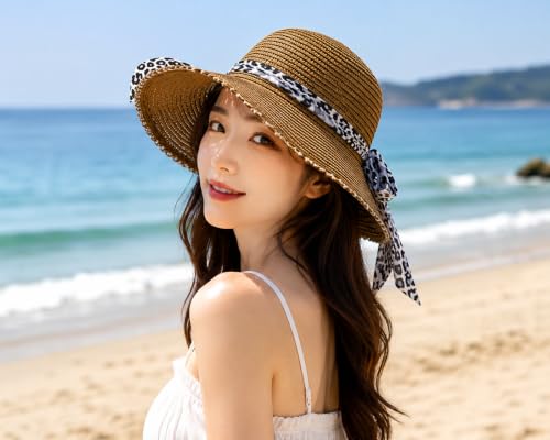 Image of Summer Medium Brim Floppy Beach Straw Hats for Women