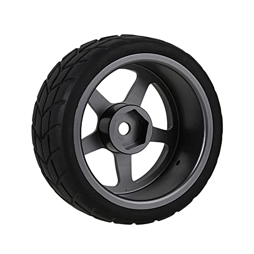 Image of Mxfans Grey 5 Spoke Aluminium Alloy Wheel Rims & Black Square Pattern Rubber Tyres Tires Rc 1:10 On Road Racing Car Set of 4