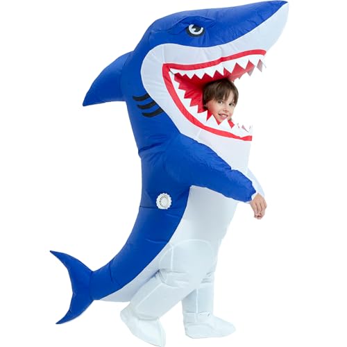 One Casa Halloween Inflatable Costume Kids Blow Up Full Body Shark Suit Boys Girls (4-5YRS)