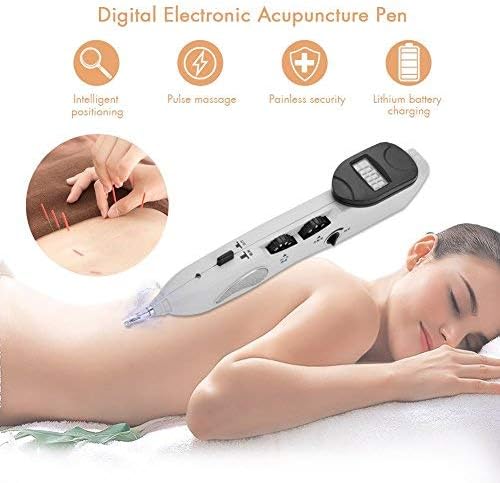 Digital Electronic Acupuncture Device with 3 Massage Heads, Massage Pen Pointer Nerve Detector Muscle Stimulator With Reflux Stick Enable Meridian Pain Relief