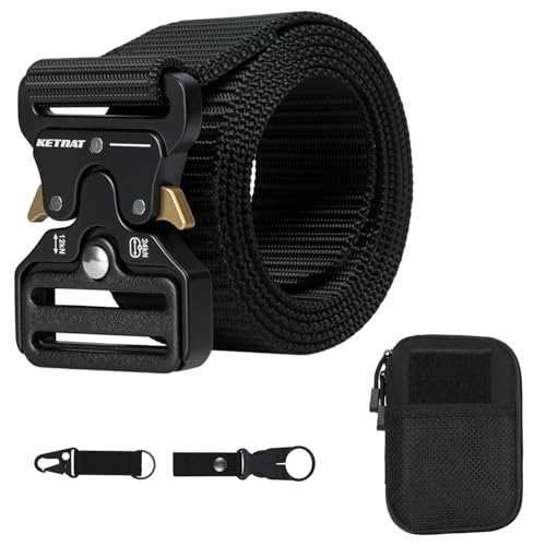 Tactical Belt, Military Belts For Men, Nickel Free Belt Men with Molle Pouch, Tactical Key Holder & Water Bottle Clip