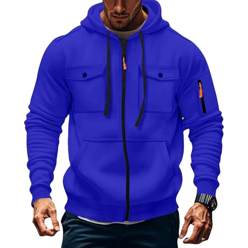 Ymosrh Men's Hoodies, Athletic Workout Long Sleeve Cargo Tactical Pullover Hooded Sweatshirts with Pockets, M-3XL2