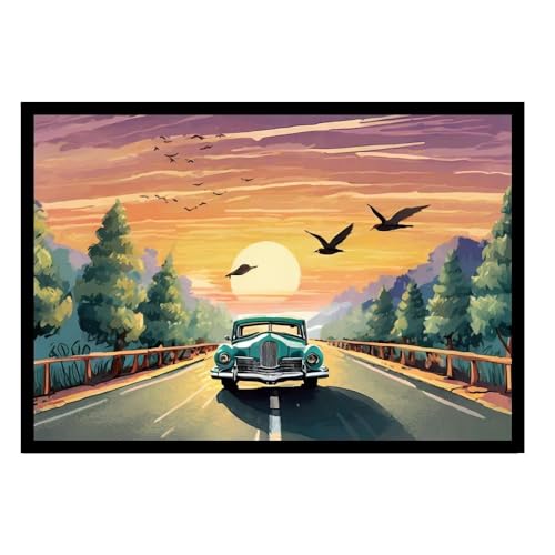 GAEKKO Wandbild \'Oldtimer am Morgen\' auf Fotoboard mit Bilderrahmen Fotoboard Bild 60 x 40 cm GAEKKO Wandbild \'Oldtimer am Morgen\' auf Fotoboard mit Bilderrahmen Fotoboard Bild 60 x 40 cm