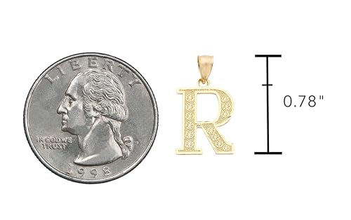 10K Yellow Gold Diamond Cut A to Z Alphabet Initial Letter Charm Necklace Pendant (Small Size)2