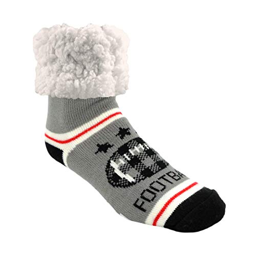 Image of Pudus Cozy Winter Slipper Socks Women & Men w Non-Slip Grippers Faux Fur Sherpa