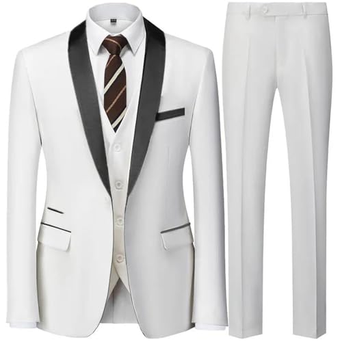 Men's Casual 3 Piece Suit Blazers Jacket Vest Pants Business Wedding Slim Formal Coat Trousers Outfit3