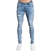 Pizoff Superstrakke skinny jeans voor heren met scheuren op de knieën