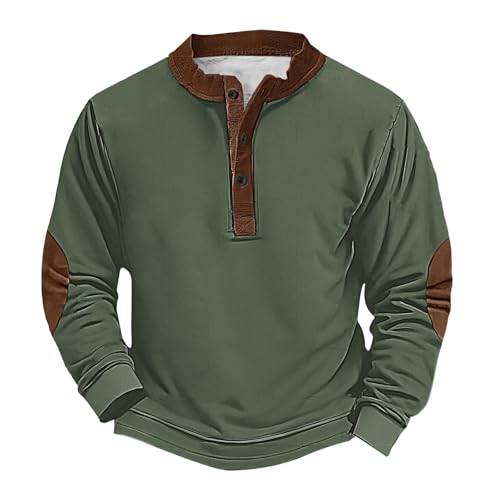 Sweat-shirt pour homme col 1/4 bouton sans capuche coupe ample rétro