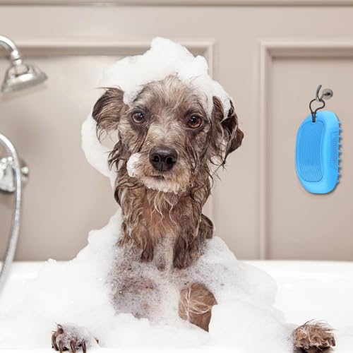 JOZMMZEOOA Silikon Hundebürste 2 Stücke Hunde Badebürste mit Loop Handle Silikon Shampoo Bürste Brush Haustier Silikons Badebürste,für Entfernt Loses Deckhaar Staub Schmutz (Orange Farbe)