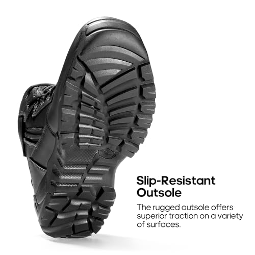 nortiv 8 mens military tactical work boots side zip outdoor hiking leather motorcycle combat boots