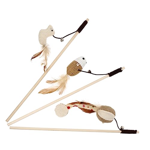 SUPVOX 3pcs Interactive Cat Teaser Sticks Bells Engaging and Cat Toys for Indoor Play Promotes Healthy Exercise and Bonding Your Furry Friends