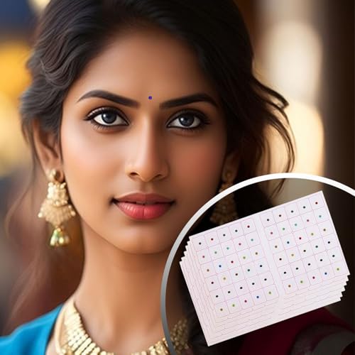 Image of VAMA Fashions 3mm Sticker Small Round Self-Adhesive Bindis Set for Women Girls Reusable Skin-Friendly Non-Toxic Forehead Dots Bindis for Daily & Festive - 6 Cards (3MM Glitter Multicolour Bindi)