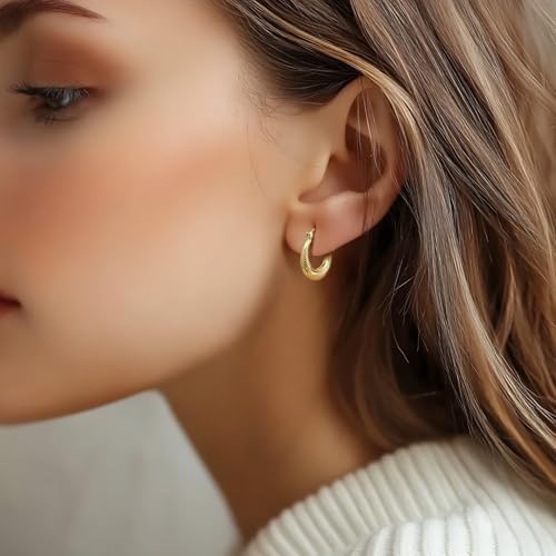 14K Gold Hoop Earrings for Women 14k Gold Earrings for Women Dainty Blend of Elegance and Modernity Chunky Hoop Earring Hypoallergenic 20mm3