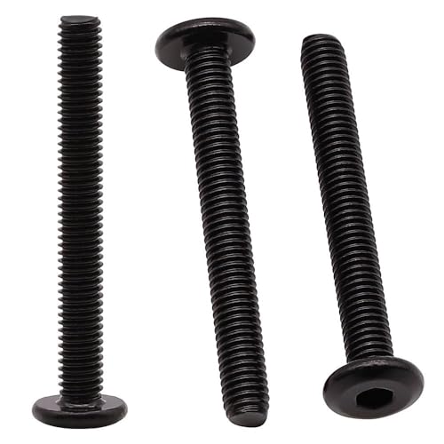 M5-0.8 x 30mm (50 Pack) Flat Round Head Socket Cap Screw, 304 Stainless Steel, Bright Finish, Full Thread, Connection Bolts, Furniture Screw, Black Coated